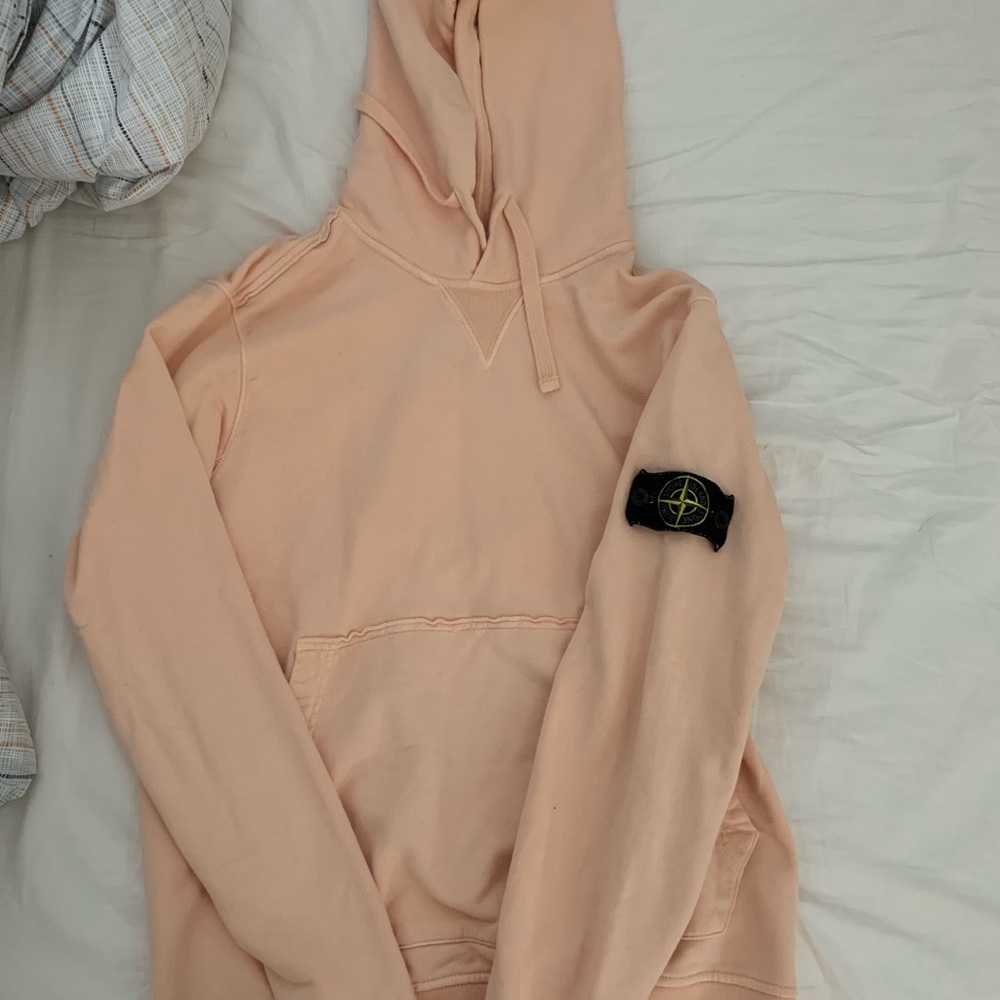 Peach stone island hoodie